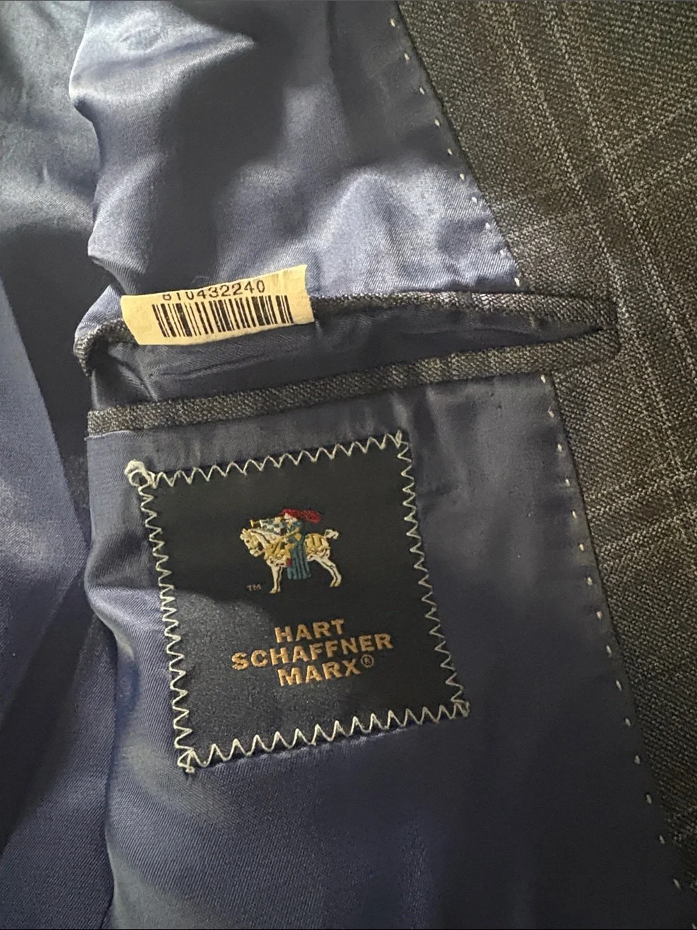 HART SCHAFFNER MARX Check Wool 2-Button Sport Coat Size 50S -- Missing Size Tag